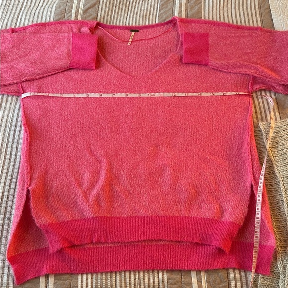 Free People Bright Pink V-Neck Sweater - Picture 5 of 6